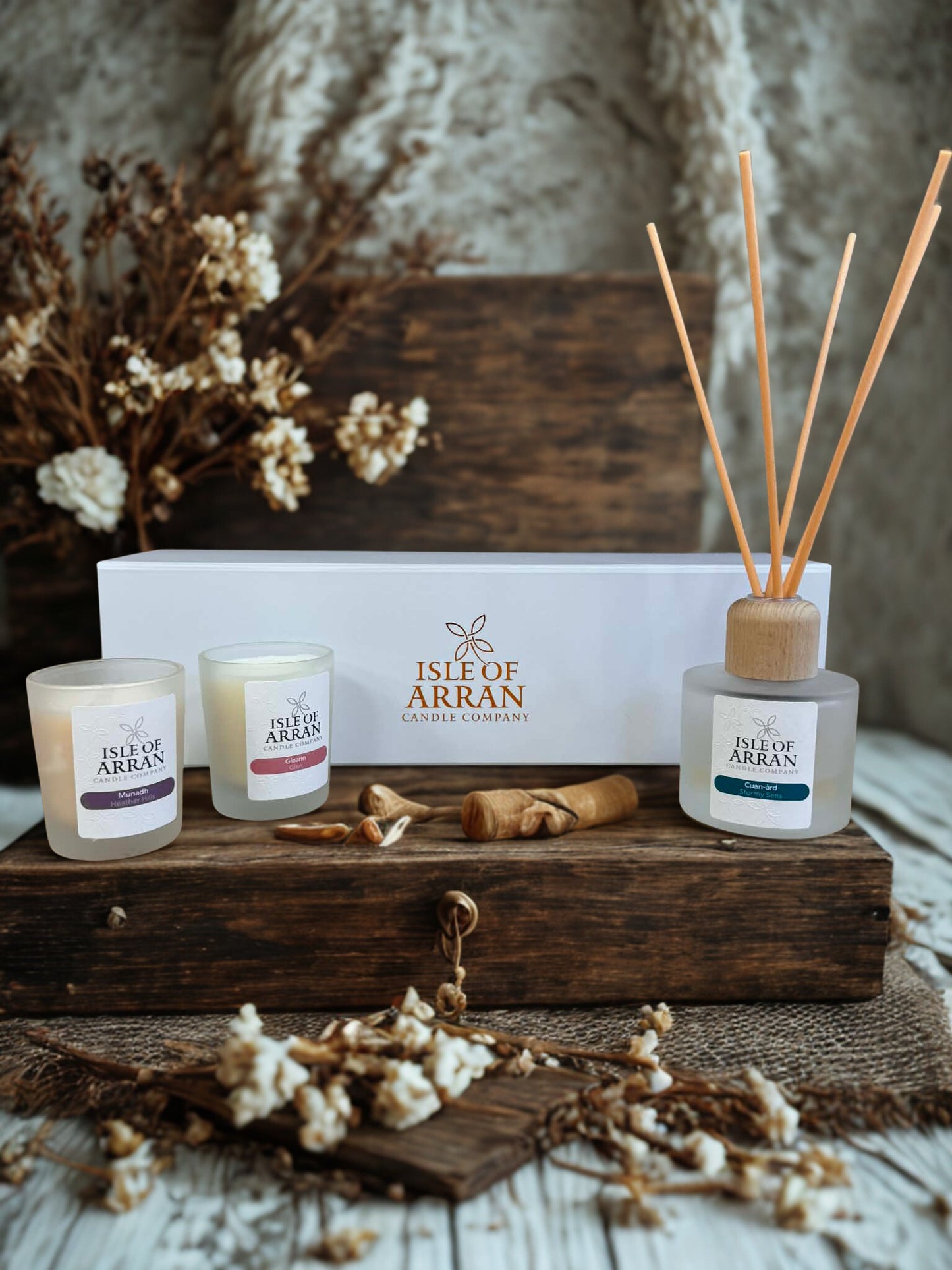 Reed Diffuser and 2 mini candle gift set